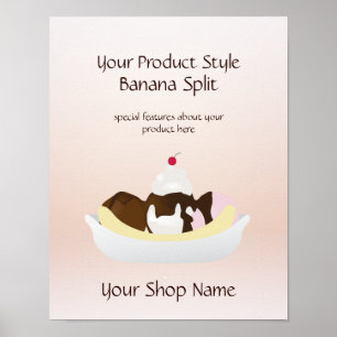 Produktsignatur för Ice Cream Shop Banana Split Poster
