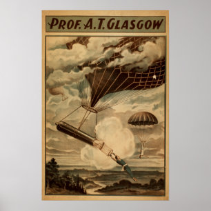 Prof. GLASGOW Balloon Fallskärm VAUDEVILLE Poster