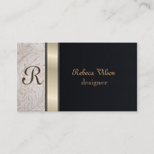 Profesionell elegant, modern monogramsvart visitkort