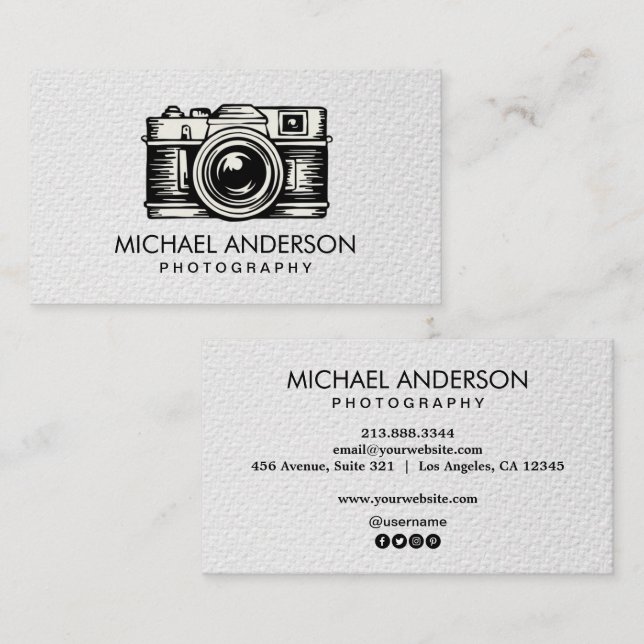 Profesionell Fotograf kamera logotyp Fotografi  Visitkort (Fram/baksida)