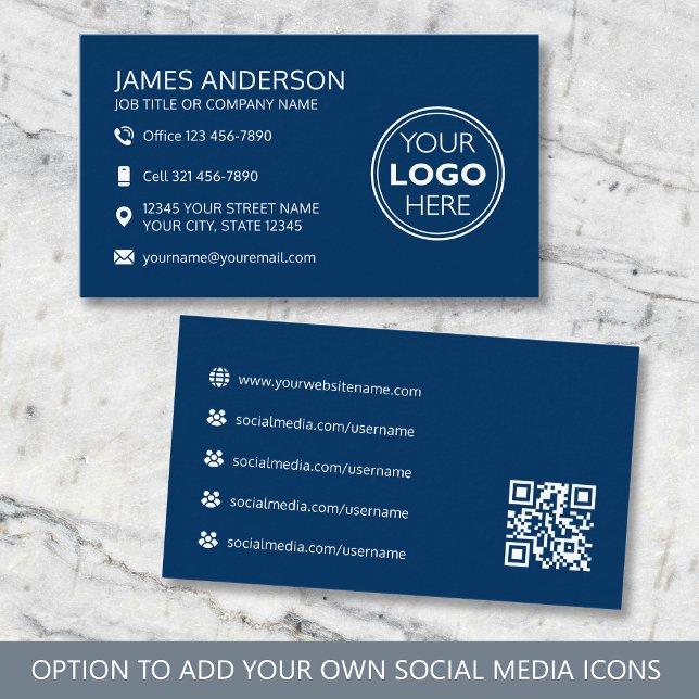 Profesionell logotyp Sociala medier QR-kod Marinbl Visitkort (Skapare uppladdad)