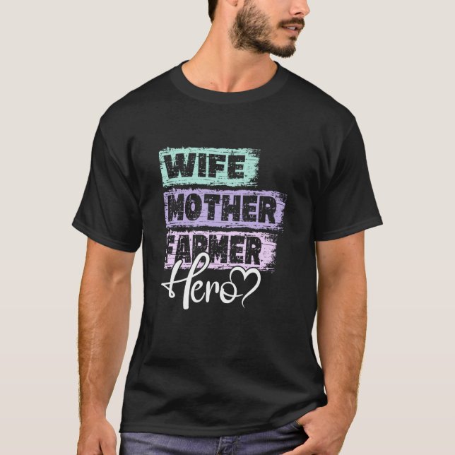 Profession mom hero mother Farmer T Shirt (Framsida)