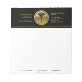 Professional 3D Gold Medical Caduceus Emblem Anteckningsblock