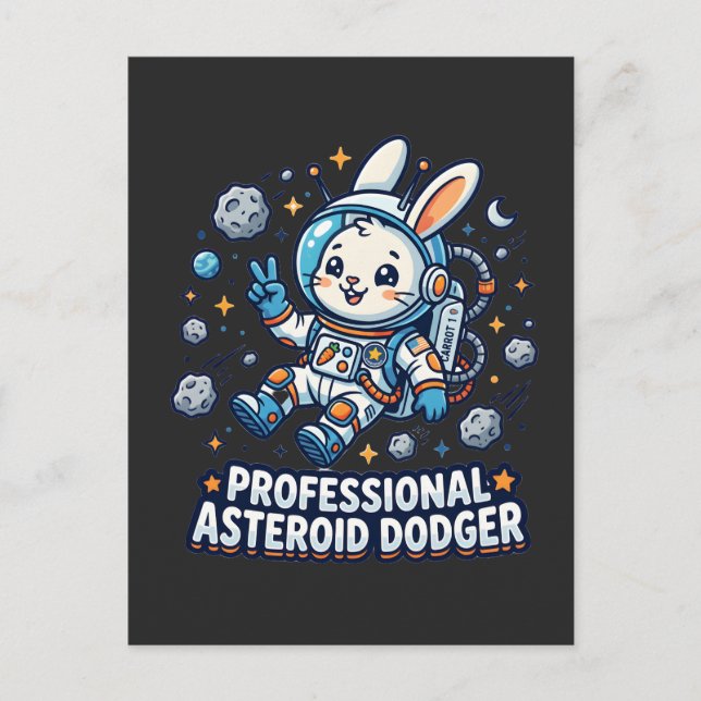 Professional Asteroid Dodger Bunny Vykort (Framsida)
