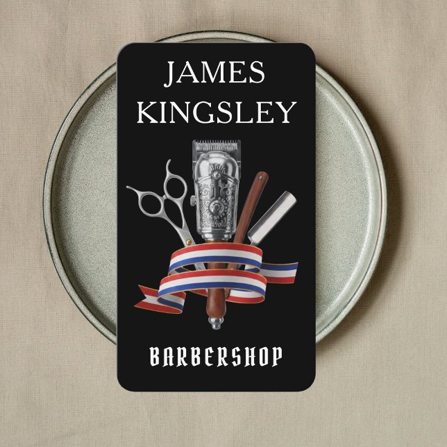 Professional Barber Luxury Black Barbershop Visitkort (Skapare uppladdad)
