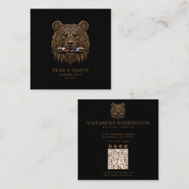 Professional Barbershop Bronze Bear QR-kod Fyrkantigt Visitkort
