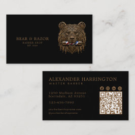 Professional Barbershop Bronze Bear QR-kod Visitkort