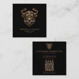 Professional Barbershop Bronze Buffalo Qr-kod Fyrkantigt Visitkort