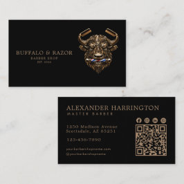 Professional Barbershop Bronze Buffalo Qr-kod Visitkort
