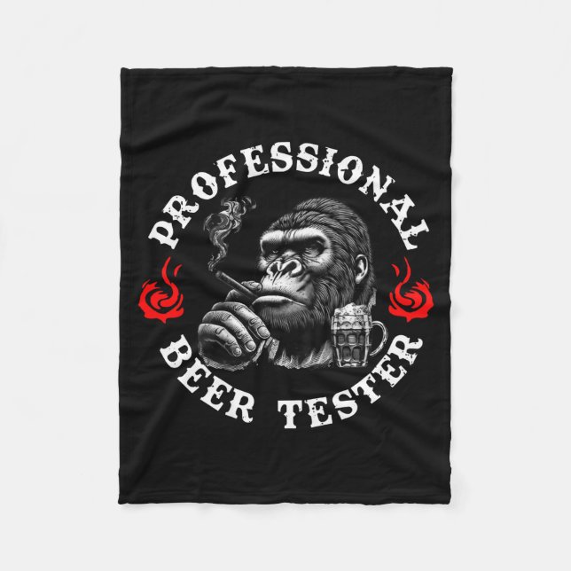 Professional Beer Tester Funny Drinking Monkey Quo Fleecefilt (Framsidan)