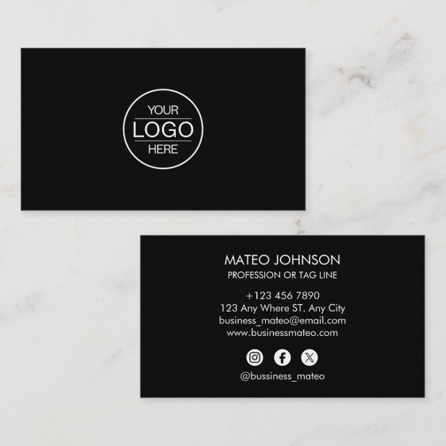 Professional Black Add your logo Visitkort (Fram/baksida)