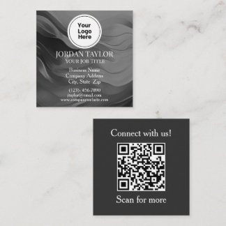 Professional Black and White Logo QR Code Fyrkantigt Visitkort