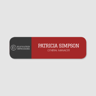 Professional Black Dark Red Luxury Logo Style Namnbricka