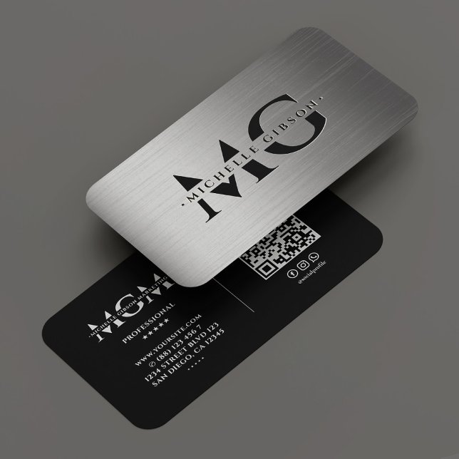 Professional Black Grey Monogram Initials Visitkort (Professional Black Grey Monogram Initials Business Card
)