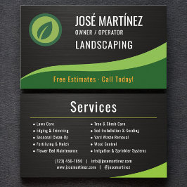 Professional Black Metallic Landscaping Lawn Care Visitkort