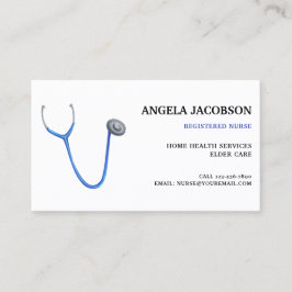 Professional Blue Stethoscope Nurse Business Card Visitkort