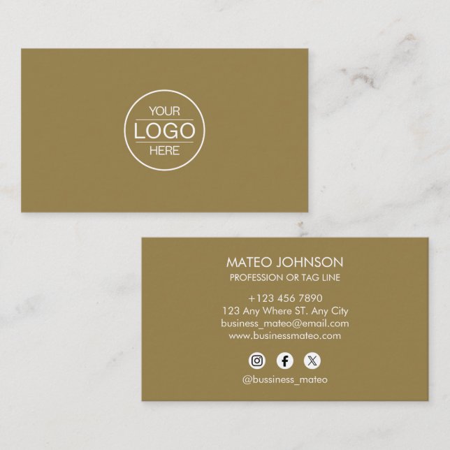 Professional Brown Add your Logo Visitkort (Fram/baksida)