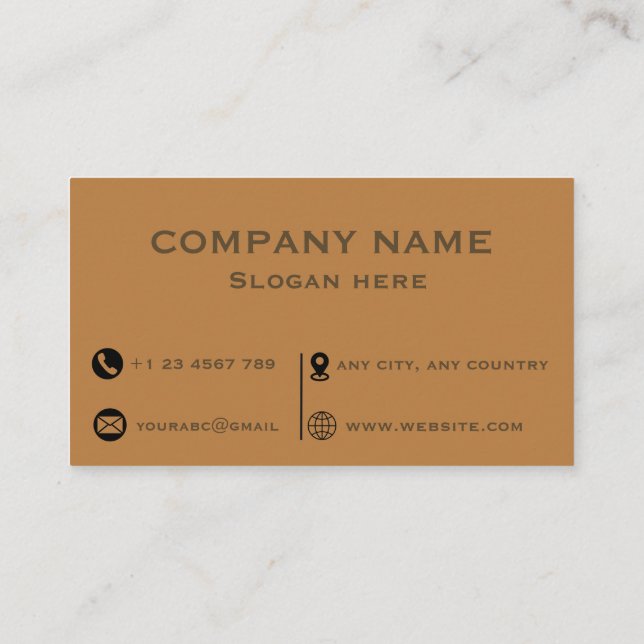 Professional Brown and Ochre Two-ToneBusiness Card Visitkort (Baksida)