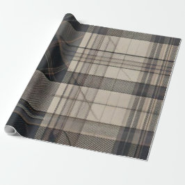 Professional Charcoal Grey and Tan Plaid Wrapping  Presentpapper