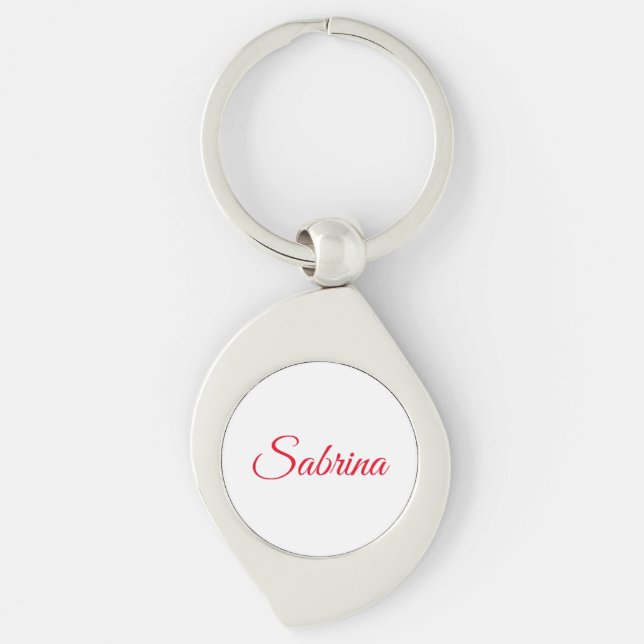 Professional classical handwriting name custom swirl silverfärgad nyckelring (Framsidan)