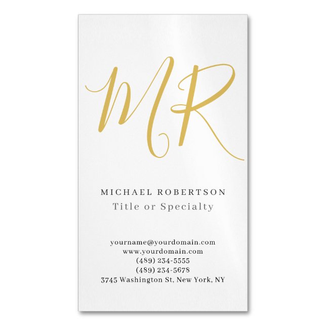 Professional Classical Monogram Minimalist Plain Magnetiska Visitkort (Framsida vertikal)