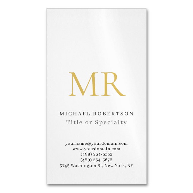 Professional Classical Monogram Minimalist Plain Magnetiska Visitkort (Framsida vertikal)