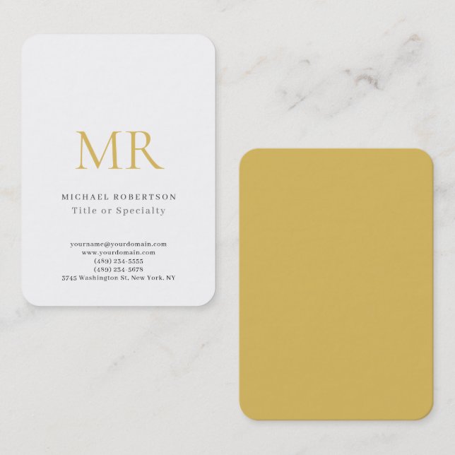 Professional Classical Monogram Minimalist Plain Visitkort (Fram/baksida)