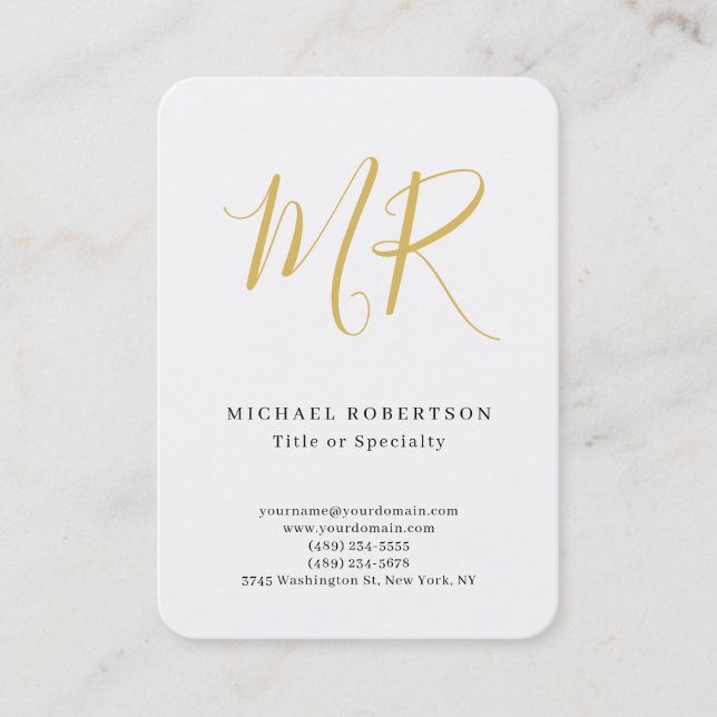 Professional Classical Monogram Minimalist Plain Visitkort (Framsida)