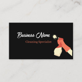 Professional Cleaning Service Black Business Card Visitkort