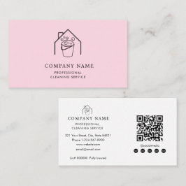 Professional Cleaning Services Logo Modern Pink Visitkort