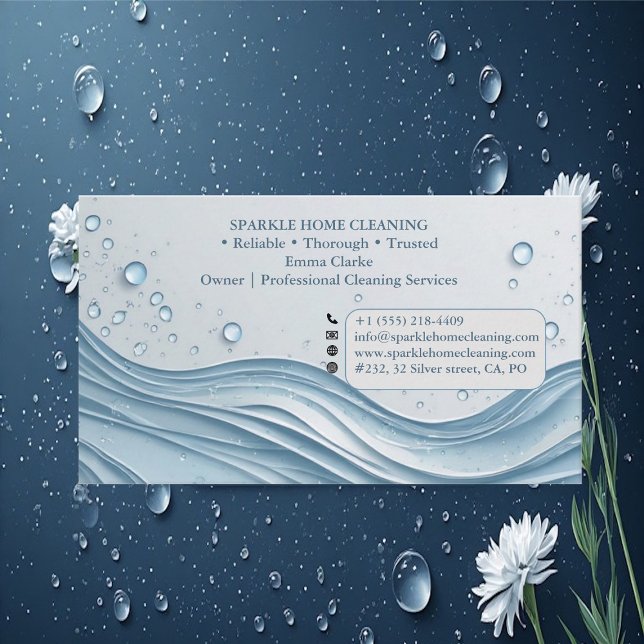 Professional Cleaning Services Soft Blue Accent  Visitkort (Professional Cleaning Services Soft Blue Accent Business Card)