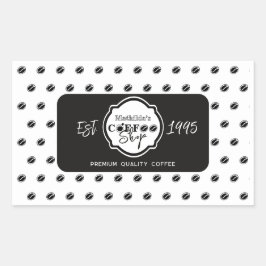 Professional Coffee Shop Personalized Logo Black Rektangulärt Klistermärke