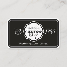 Professional Coffee Shop Personalized Logo Black  Visitkort