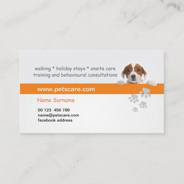 Professional Dog Trainer Business Card Visitkort (Baksida)