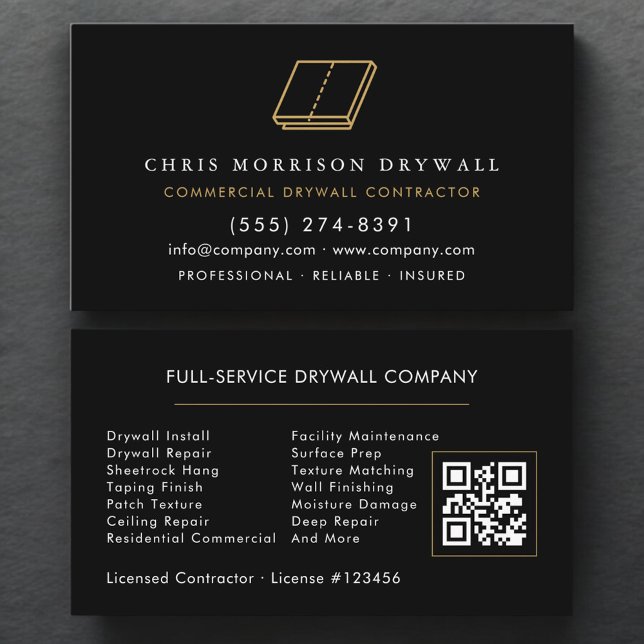 Professional Drywall Contractor QR Code Visitkort (Skapare uppladdad)