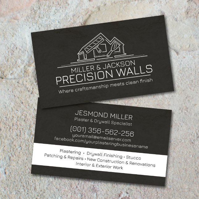 Professional Drywall Plastering Line Art  Visitkort (Skapare uppladdad)