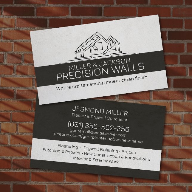 Professional Drywall Plastering Line Art  Visitkort (Skapare uppladdad)