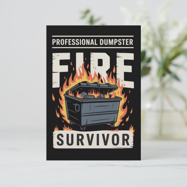 Professional Dumpster Fire Survivor Funny Work  Inbjudningar (Stående Fram)