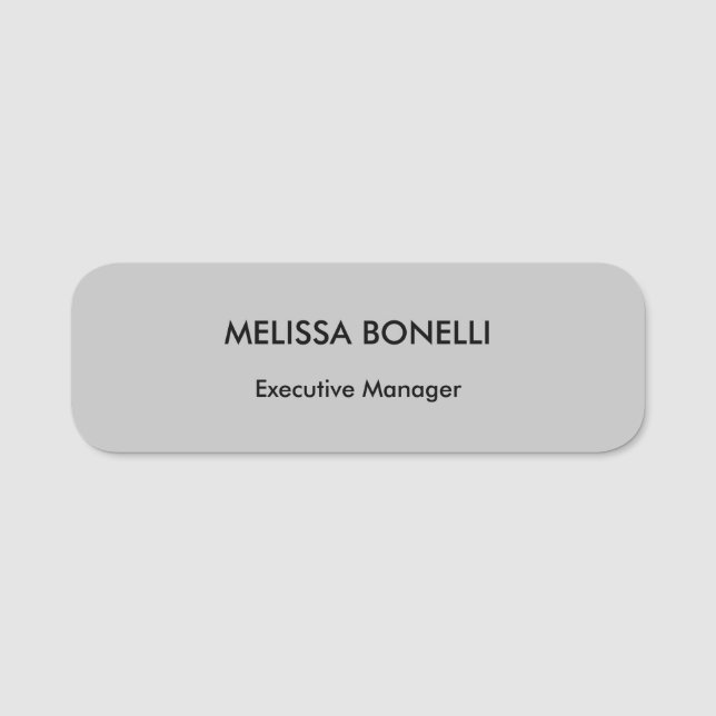 Professional elegant grey plain minimalist modern namnbricka (Framsida)