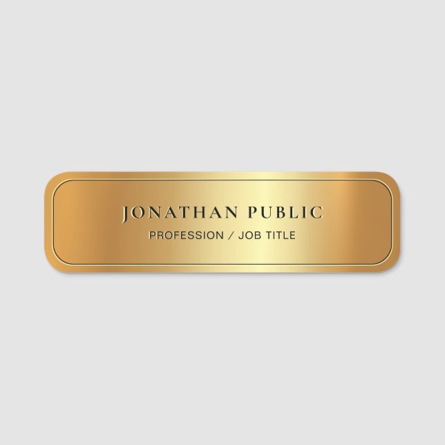 Professional Elegant Template Gold Glam Luxury Namnbricka (Framsida)