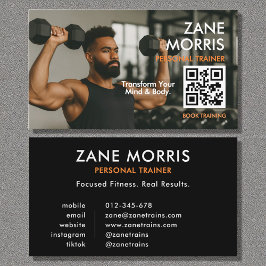 Professional Fitness Coach Photo QR Code Visitkort