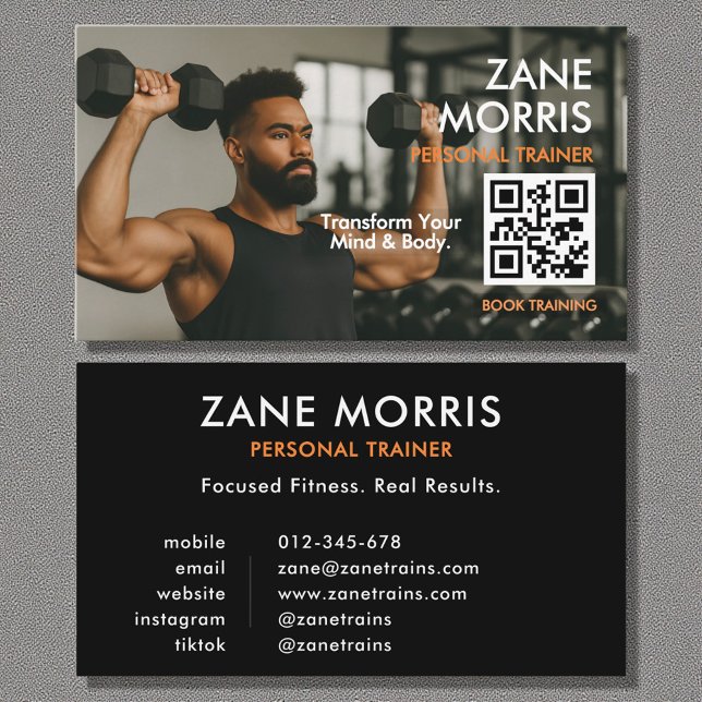Professional Fitness Coach Photo QR Code Visitkort (Skapare uppladdad)