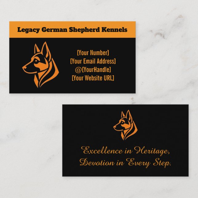 Professional German Shepherd Kennel Business Card  Visitkort (Fram/baksida)