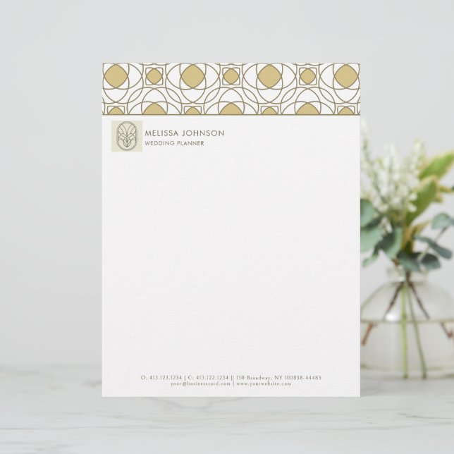 Professional Gold Geometric Letterhead Brevhuvud (Stående Fram)