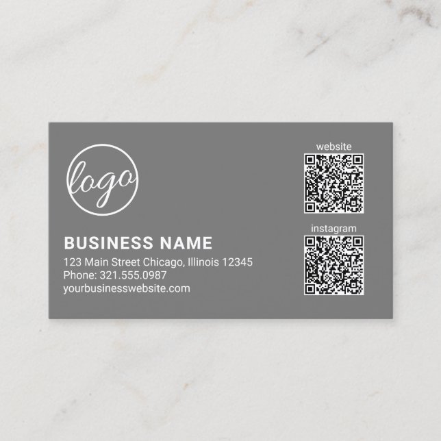 Professional Gray Logo QR Code Modern Visitkort (Framsida)