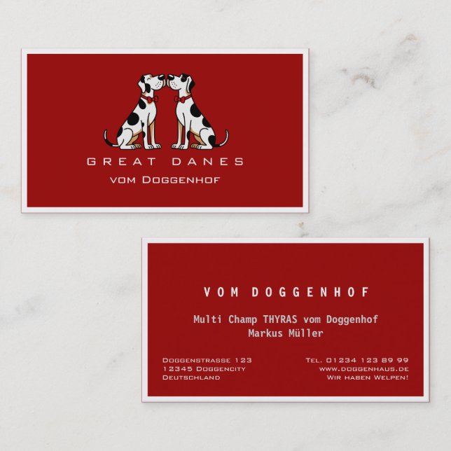 Professional Great Dane Visitkort (Fram/baksida)