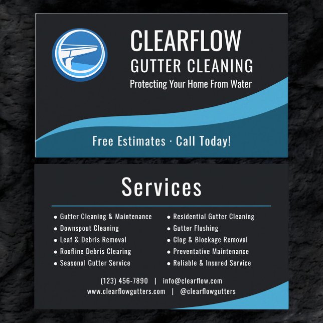 Professional Gutter Cleaning Service Company Visitkort (Skapare uppladdad)