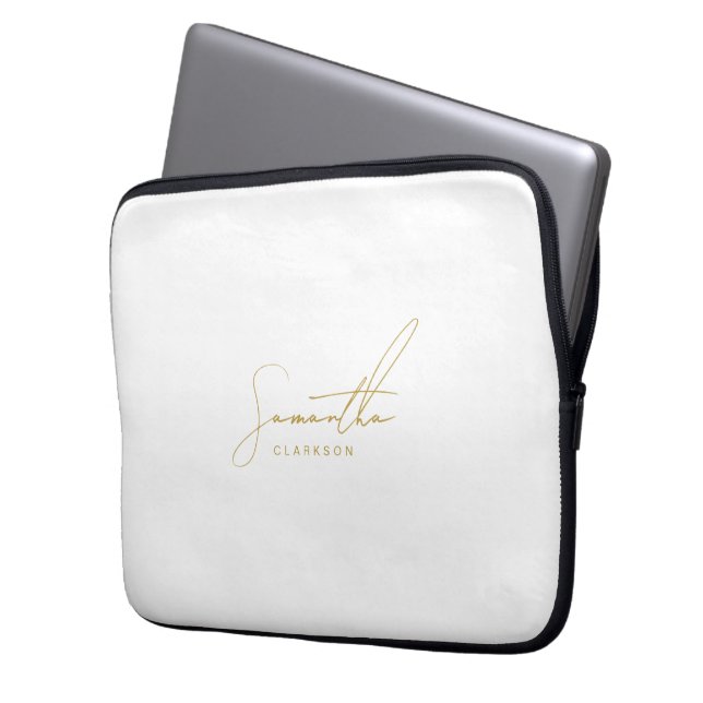 Professional Handwritten Gold Script Typography Laptop Fodral (Framsidan Vänster)