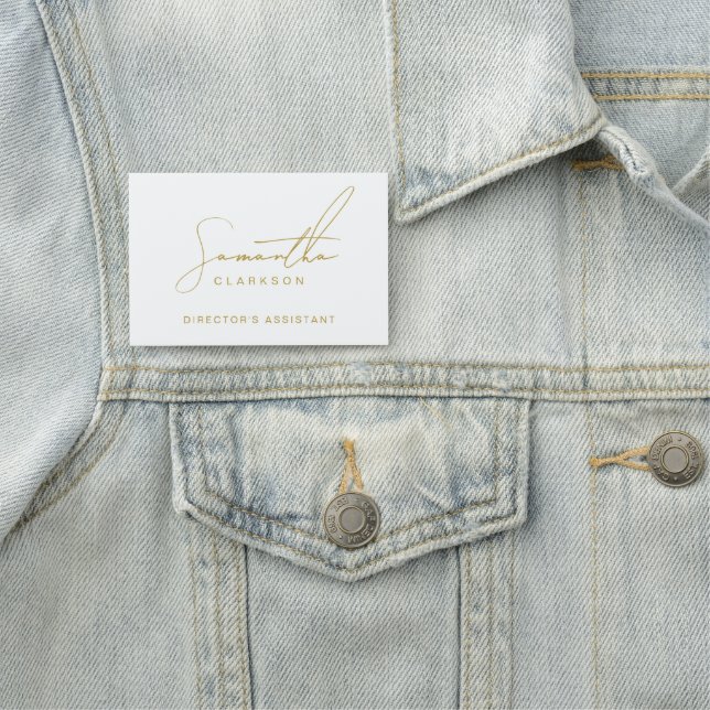 Professional Handwritten Gold Script Typography Namnbricka (På plats)