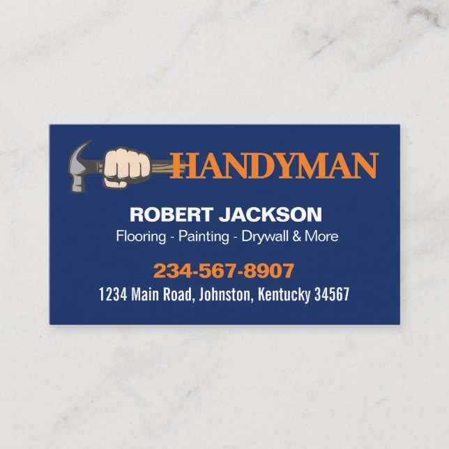 Professional Handyman Reparationstjänst Logotyp Visitkort (Framsida)